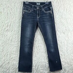 Daytrip Virgo Boot Jeans 27L Dark Wash Contrast Stitch Bootcut Y2K